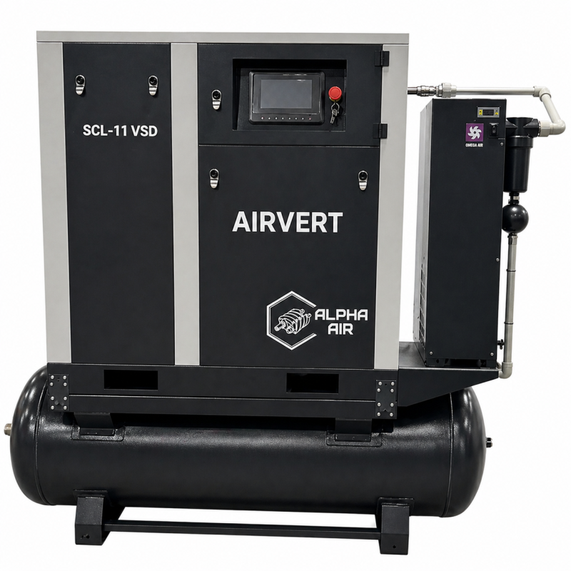 SCL 11 VSD на ресивері 500 л з осушувачем і фільтрами — компресорна станція 11 кВт
