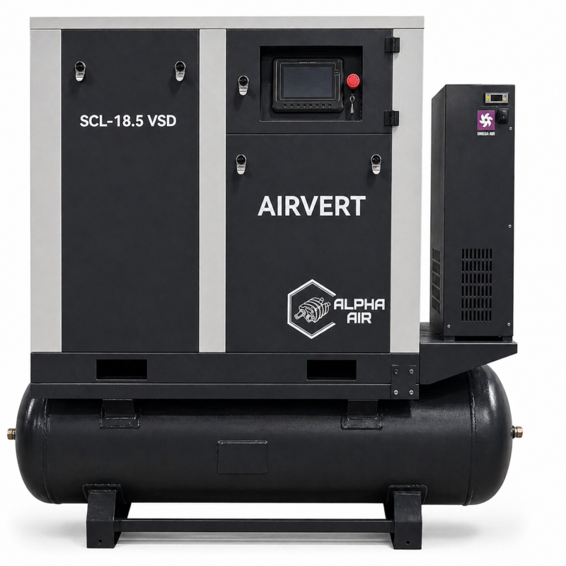 SCL 18.5 VSD на ресивері 500 л з осушувачем — компресорна станція 18.5 кВт