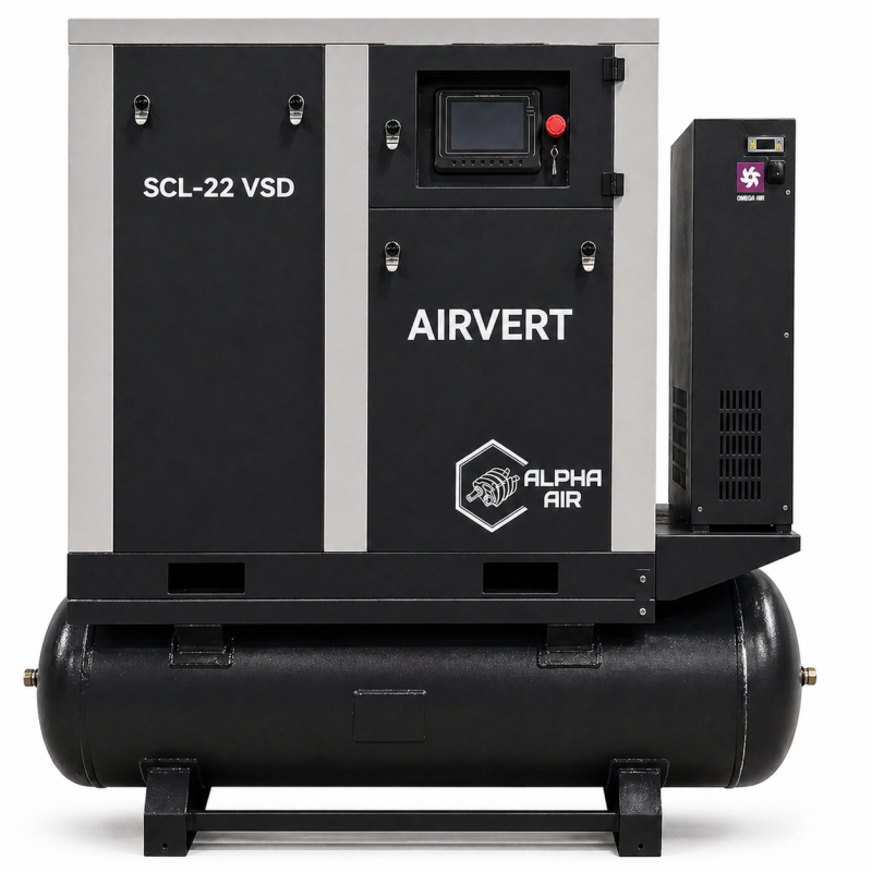 SCL 22 VSD на ресивері 500 л з осушувачем — компресорна станція 22 кВт