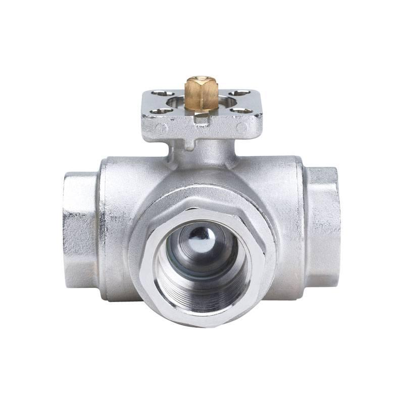 Кульовий кран триходовий, повнопрохідний з «L» подібною кулею Кульовий кран триходовий, повнопрохідний з «L» подібною кулею