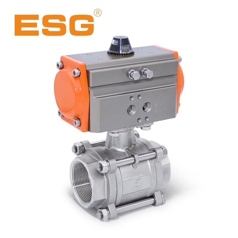 Кульовий кран 3-х складений з пневматичним приводом різьбове з“єднання G1 1/2