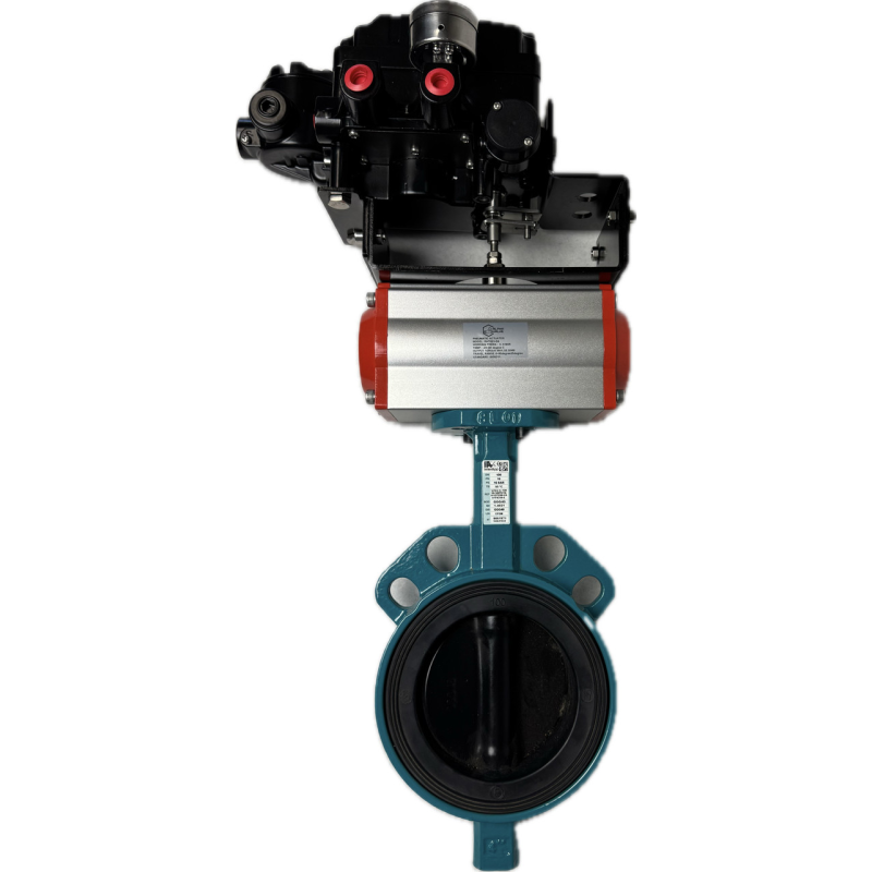 Дисковий затвор InterApp Desponia з пневматичним приводом і позиціонером D100-EP